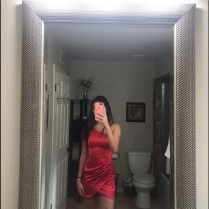 Red One Shoulder Body Con Dress